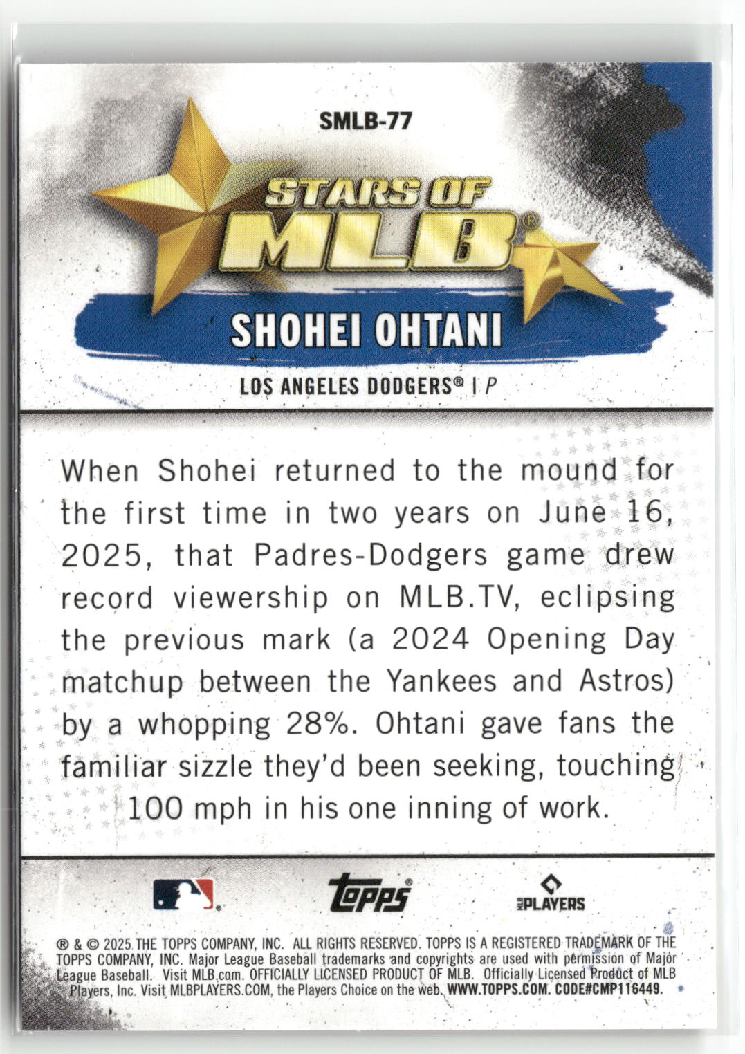 2025 Topps Update #SMLB-77 Shohei Ohtani Stars of MLB-2