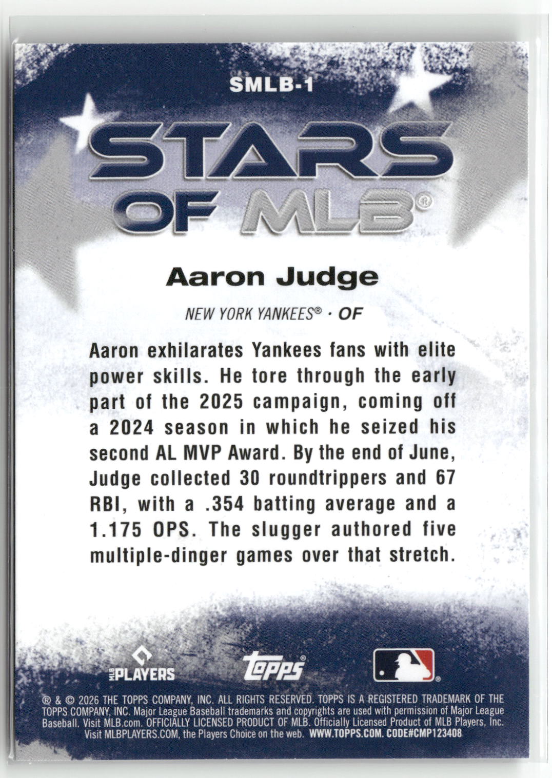 2026 Topps #SMLB-1 Aaron Judge Stars of MLB-2