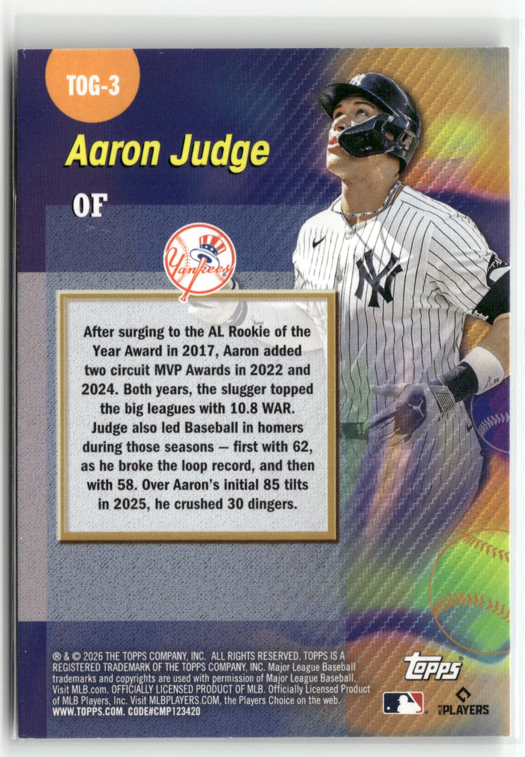 2026 Topps #TOG-3 Aaron Judge Titans of the Game-2