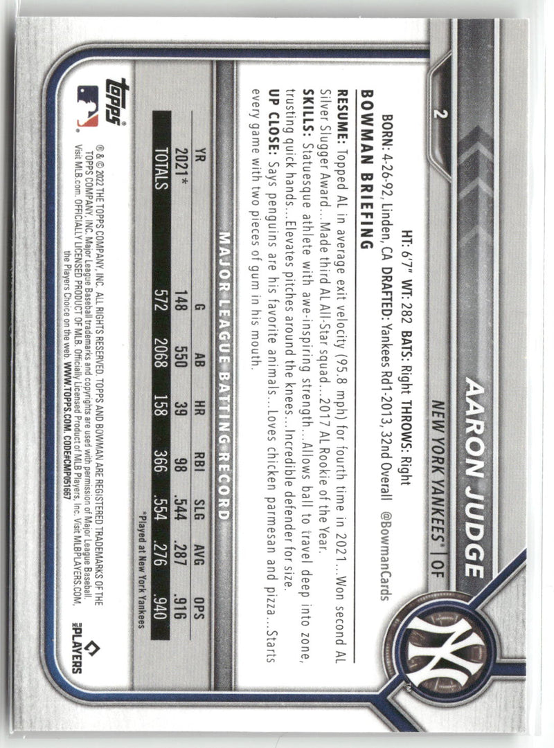 2022 Bowman #2 Aaron Judge-2