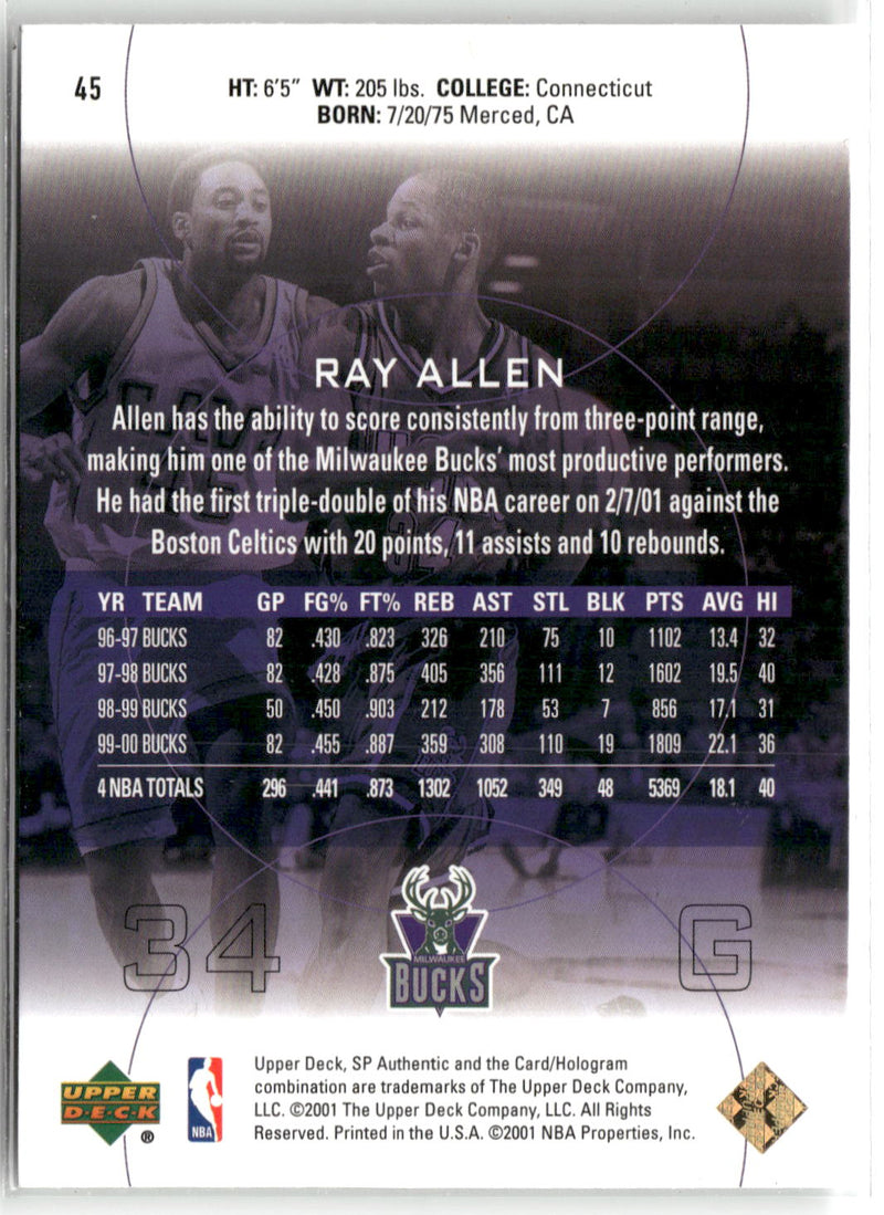 2000-01 SP Authentic #45 Ray Allen-2