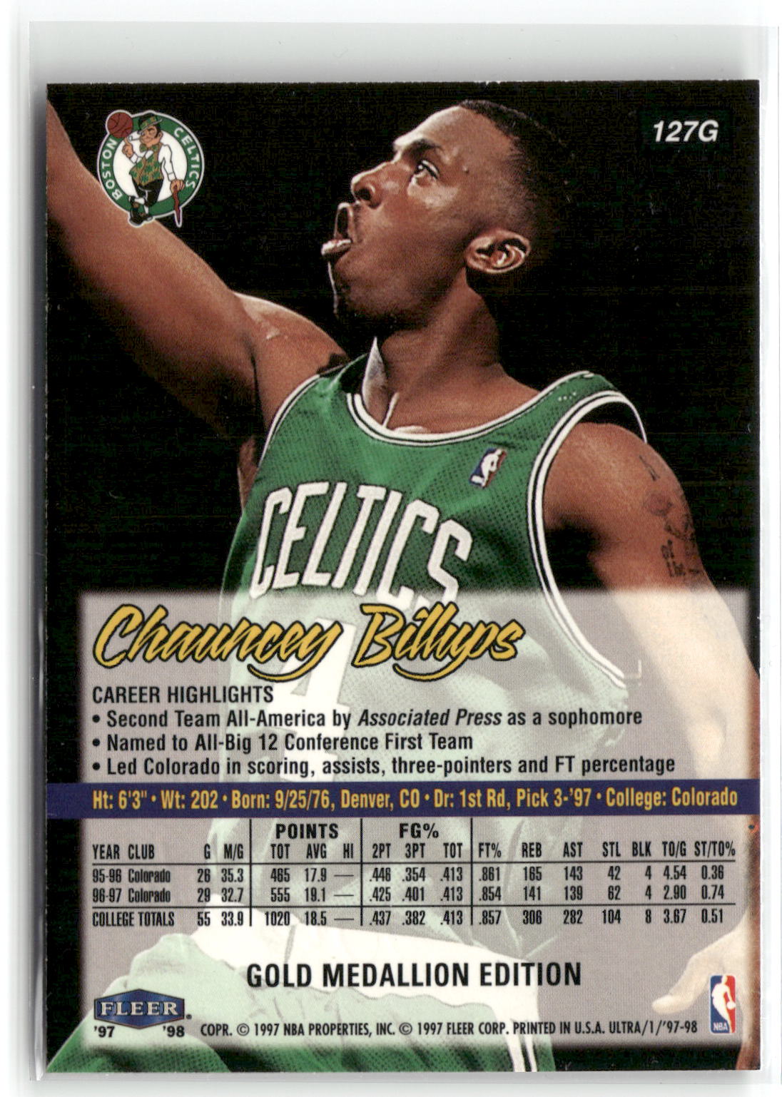 1997-98 Ultra #127G Chauncey Billups Gold Medallion-2