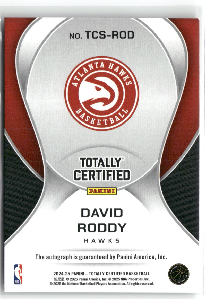 2024-25 Panini Totally Certified #TCS-ROD David Roddy Signatures-2