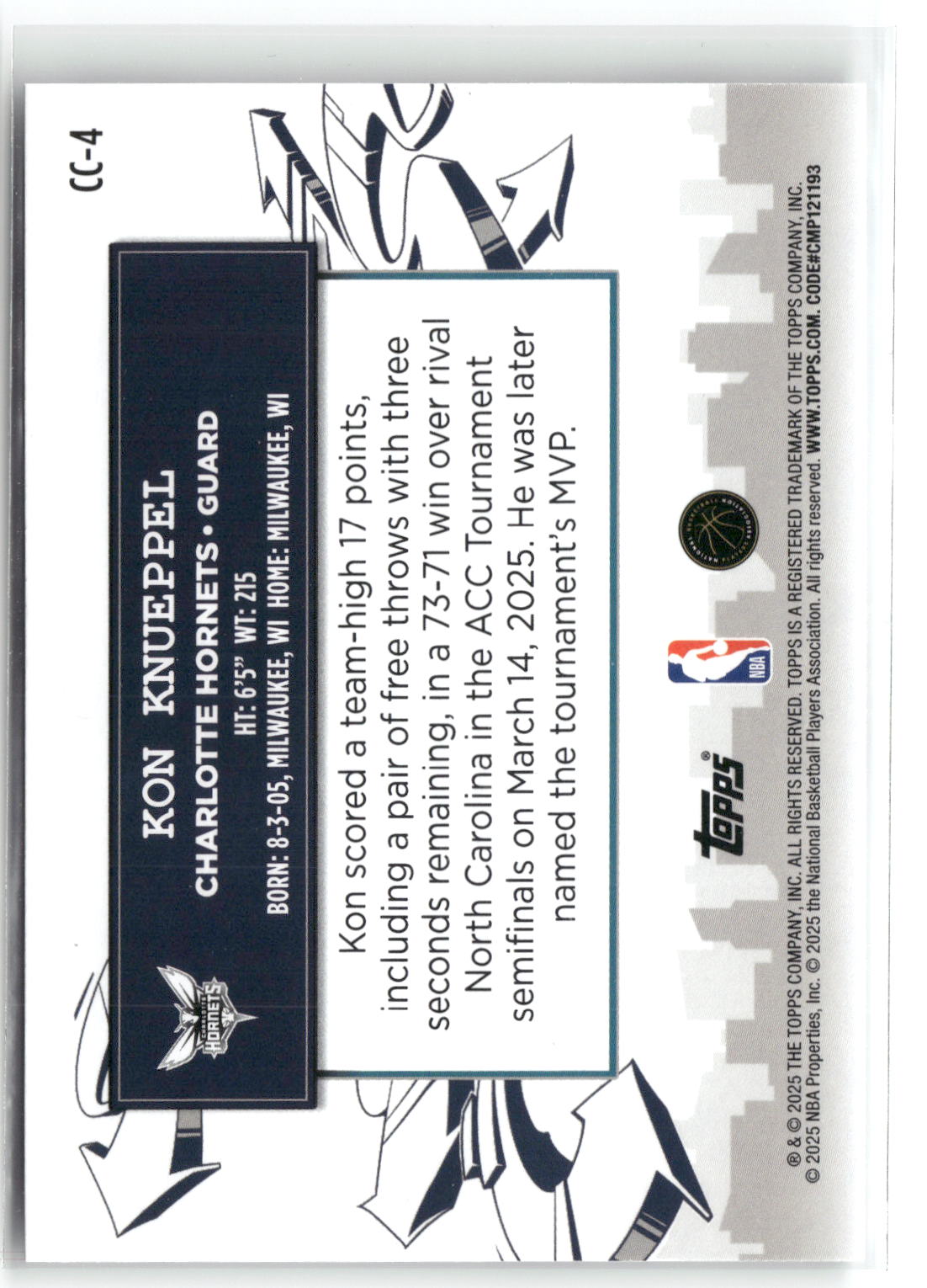 2025-26 Topps #CC-4 Kon Knueppel Clutch City Prospects-2