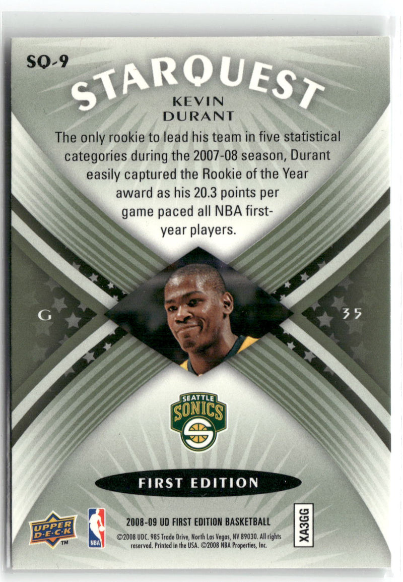 2008-09 Upper Deck First Edition #SQ-9 Kevin Durant StarQuest Green-2