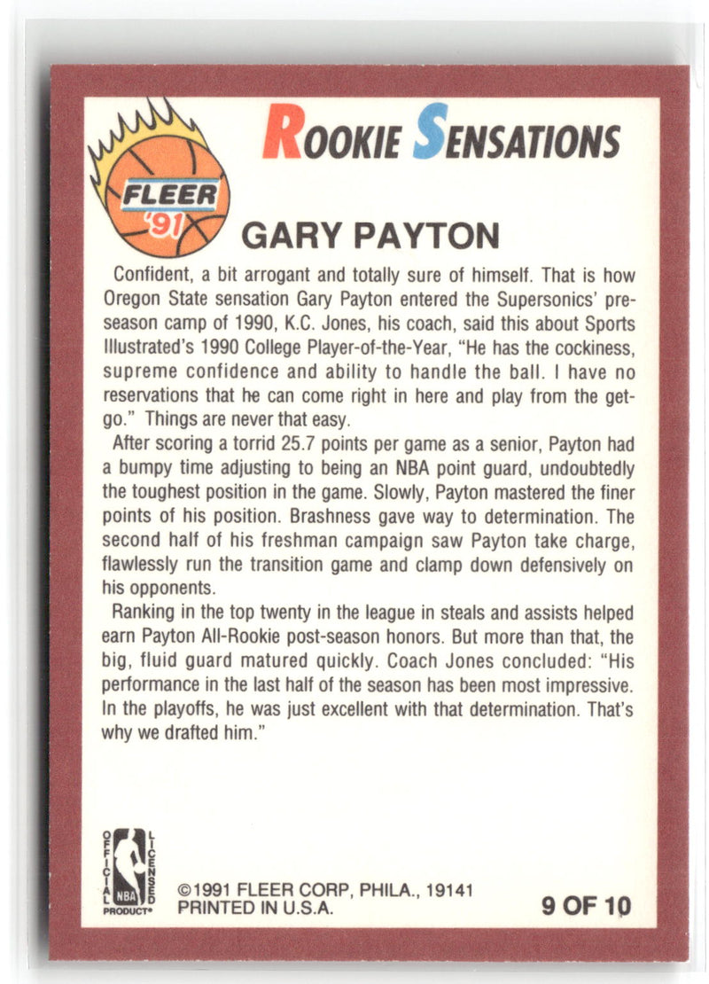 1991-92 Fleer #9 Gary Payton Rookie Sensations-2