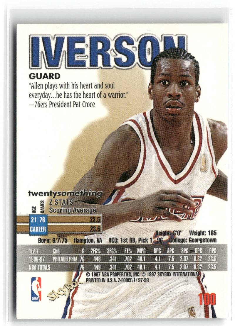 1997-98 SkyBox Z-Force #100 Allen Iverson-2