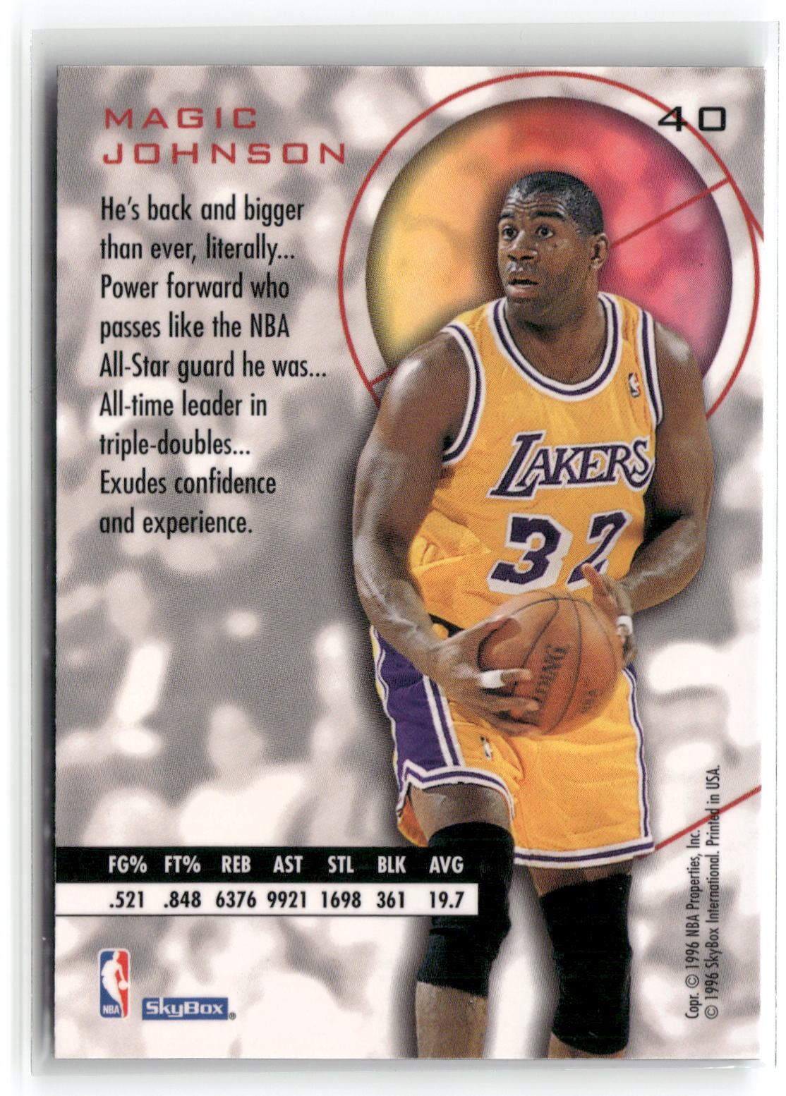 1995-96 SkyBox E-XL #40 Magic Johnson Blue-2