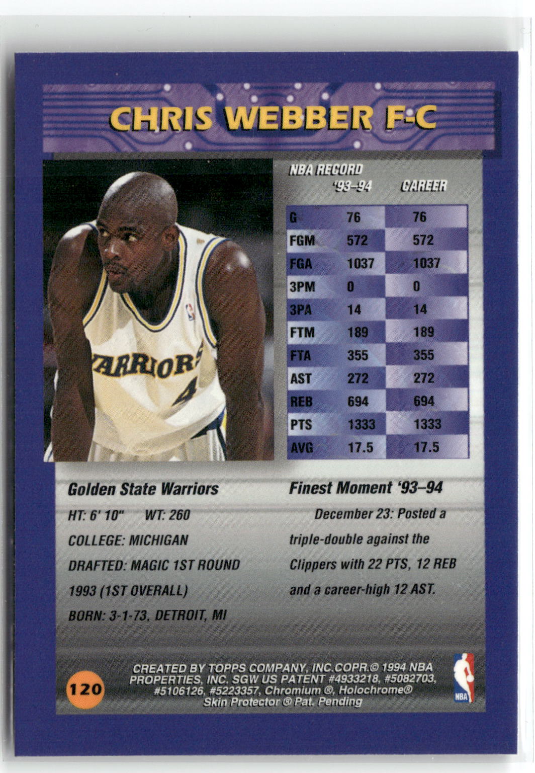 1994-95 Finest #120 Chris Webber-2