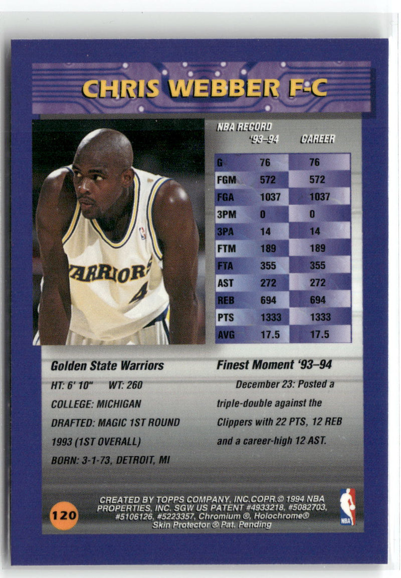 1994-95 Finest #120 Chris Webber-2