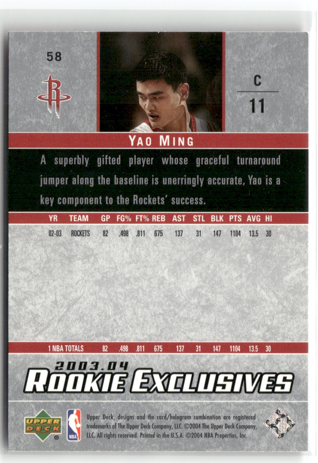 2003-04 Upper Deck Rookie Exclusives #58 Yao Ming-2