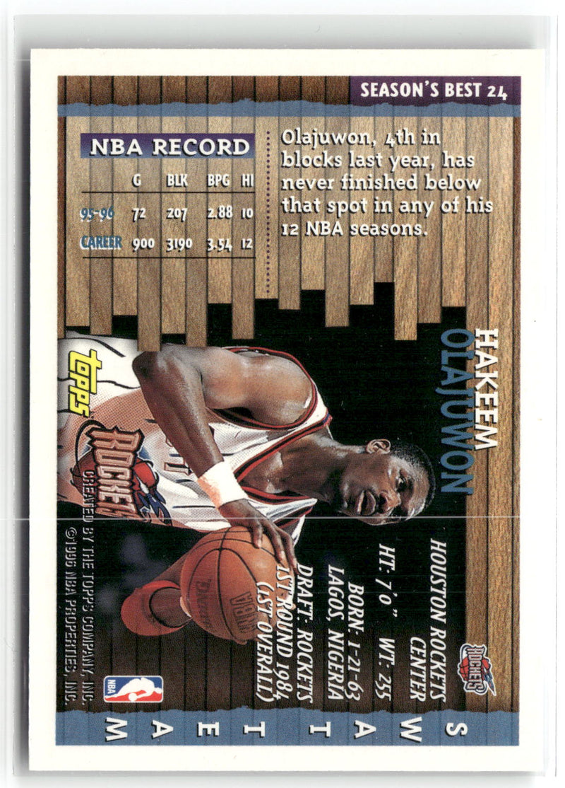 1996-97 Topps #24 Hakeem Olajuwon Season's Best-2