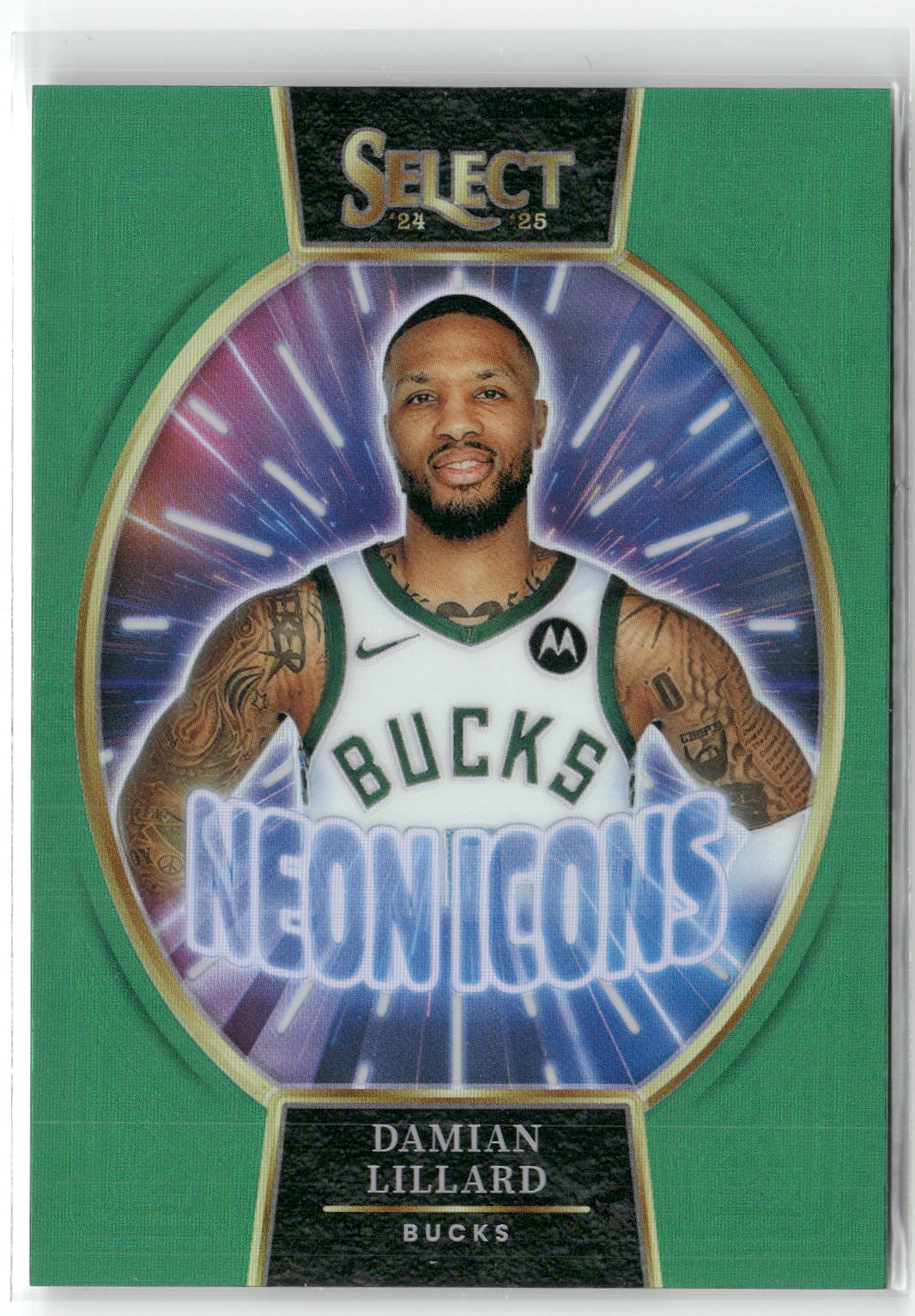 2024-25 Panini Select #5 Damian Lillard Neon Icons Green Prizms