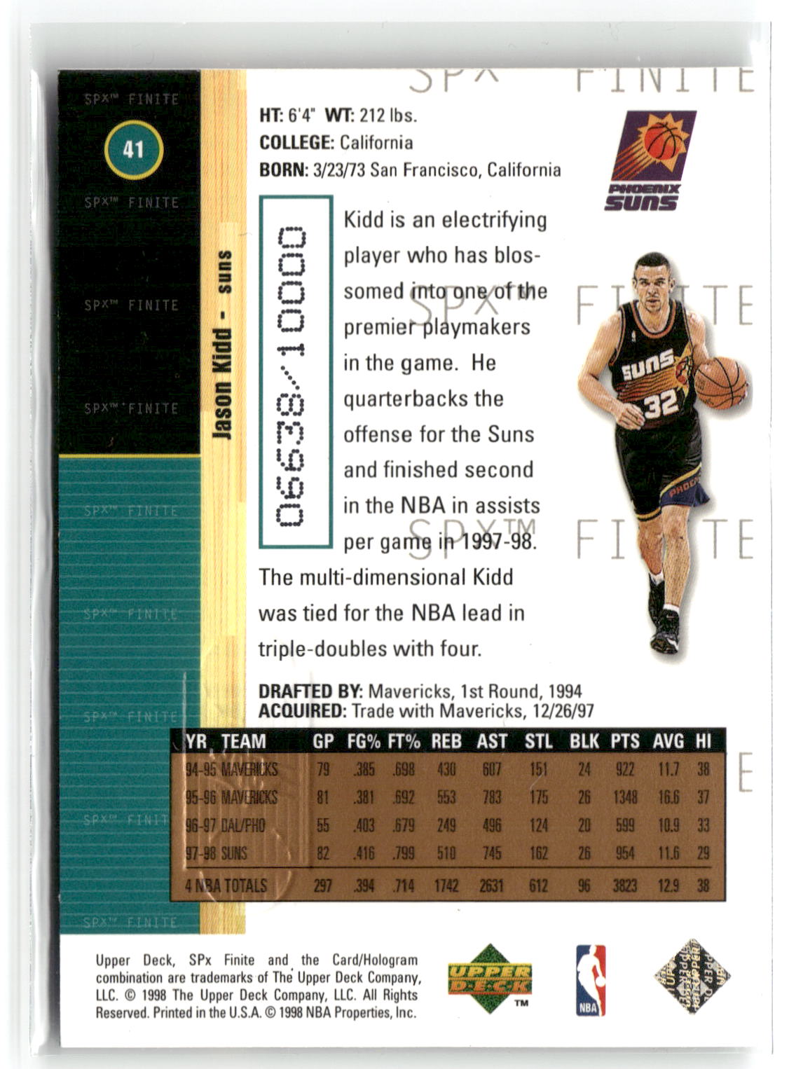 1998-99 SPx Finite #41 Jason Kidd #/10000-2