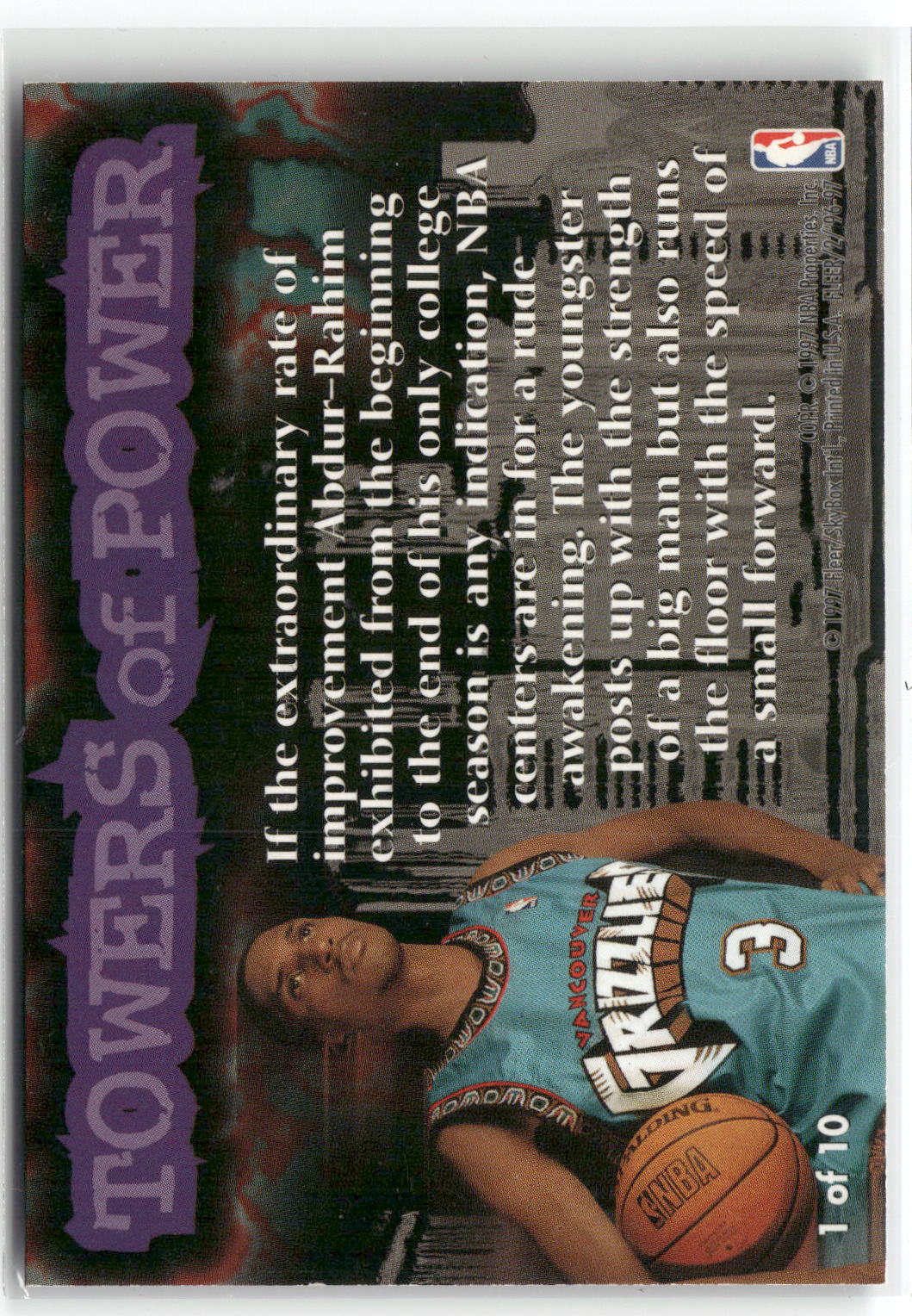 1996-97 Fleer #1 Shareef Abdur-Rahim Towers of Power-2