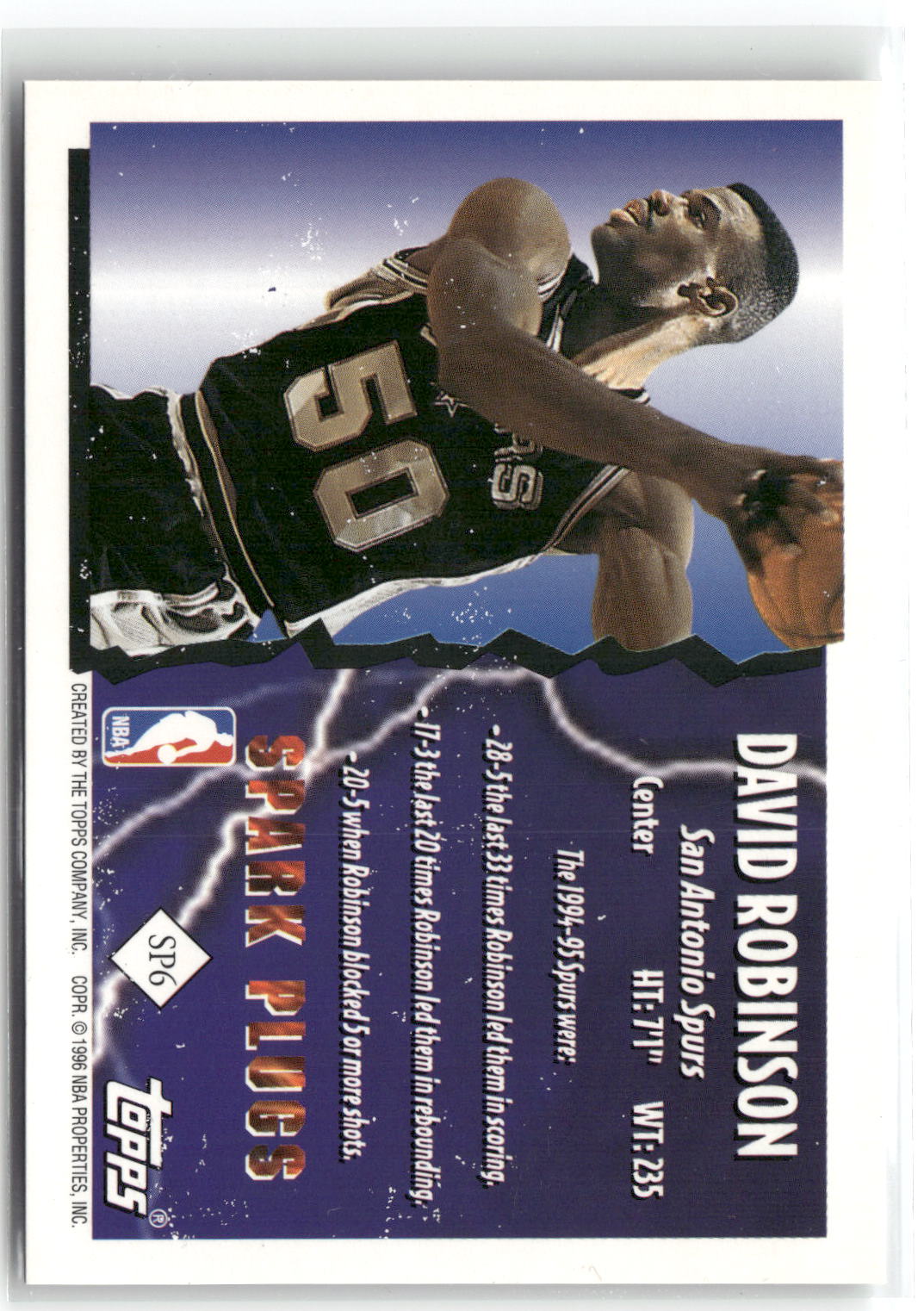 1995-96 Topps #SP6 David Robinson Spark Plugs-2