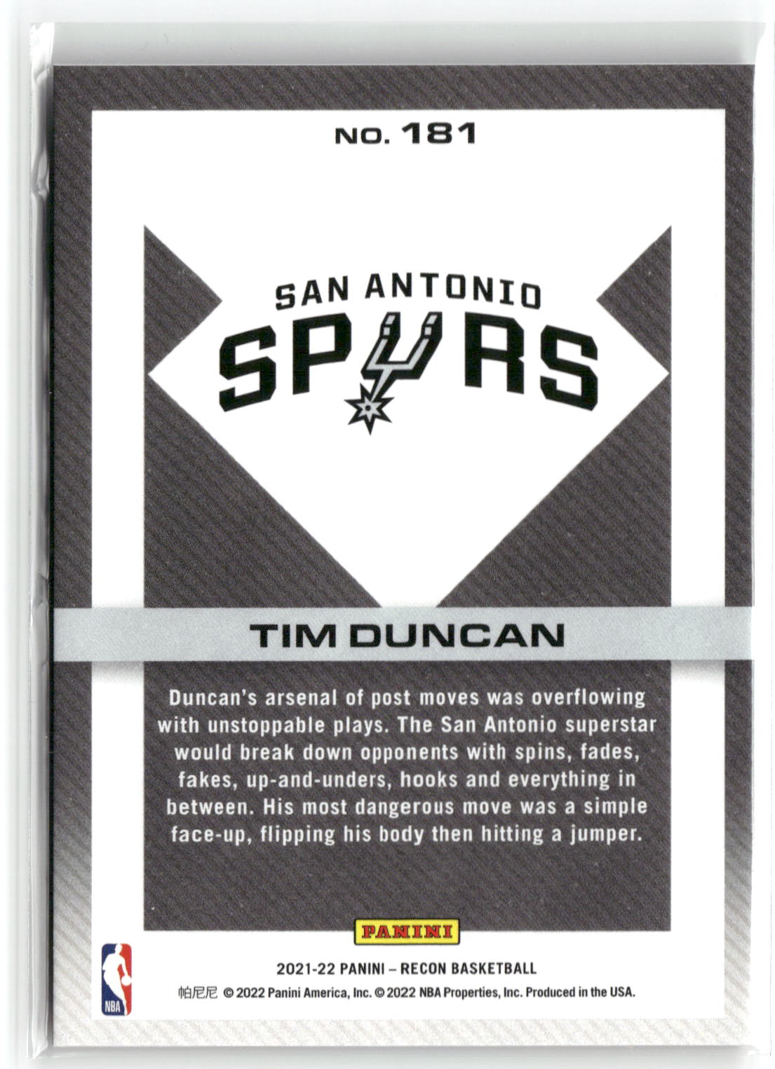 2021-22 Panini Recon #181 Tim Duncan Holo-2