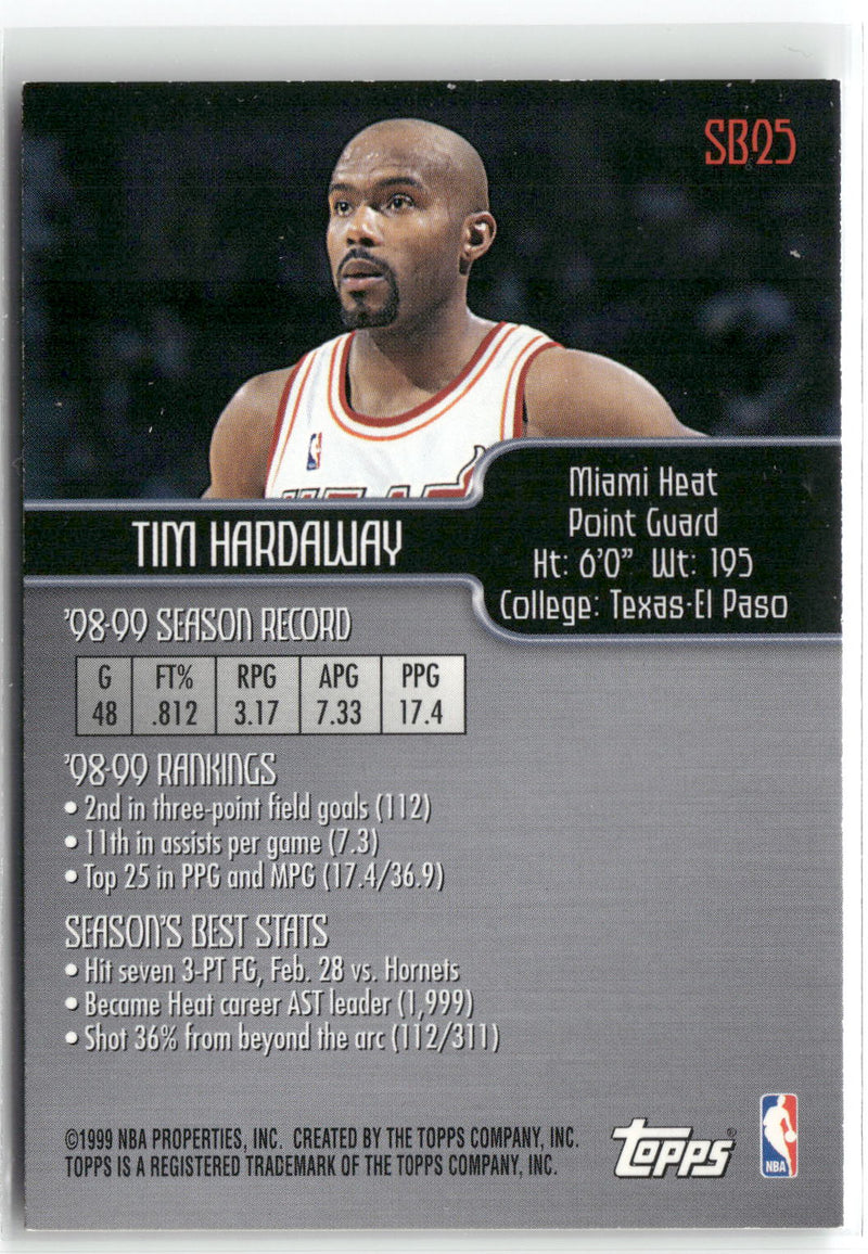 1999-00 Topps #SB25 Tim Hardaway Season's Best-2
