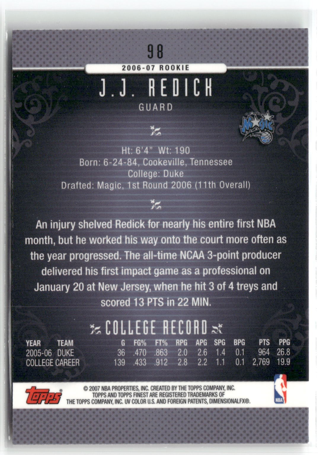 2006-07 Finest #98 J.J. Redick-2