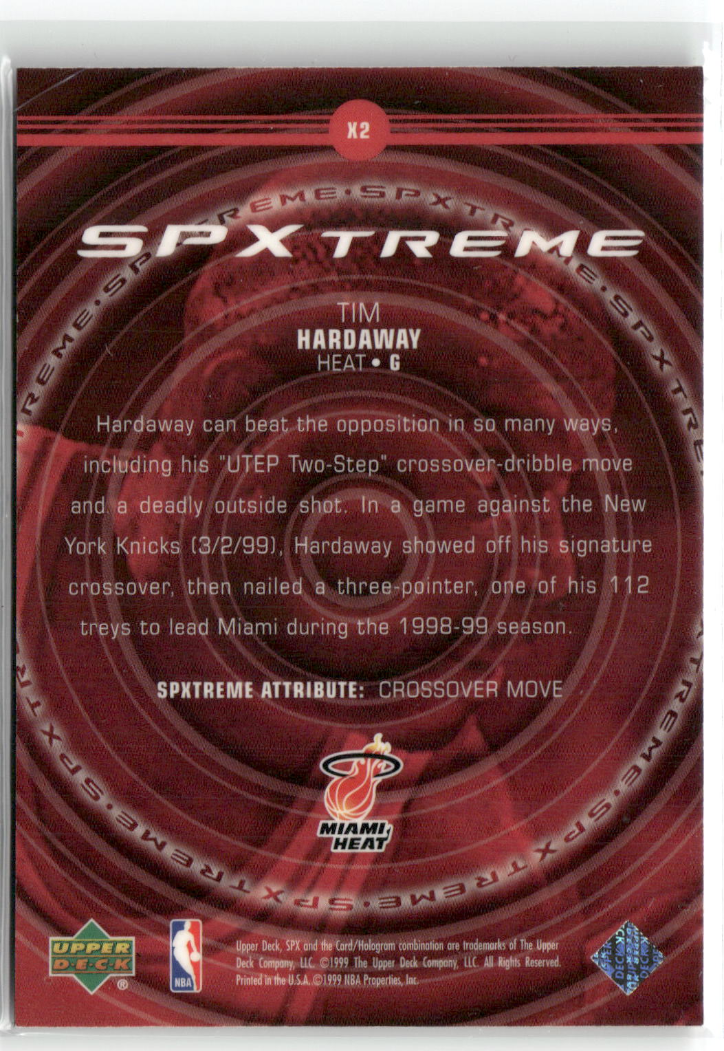 1999-00 SPx #X2 Tim Hardaway SPxtreme-2