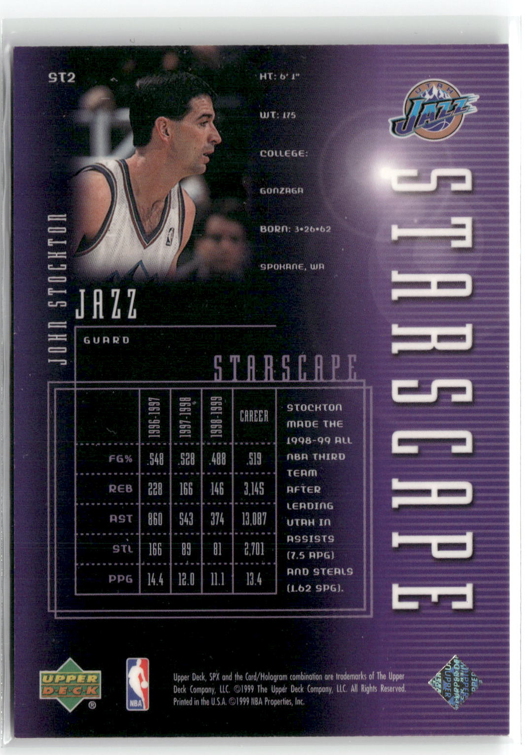 1999-00 SPx #ST2 John Stockton Starscape-2