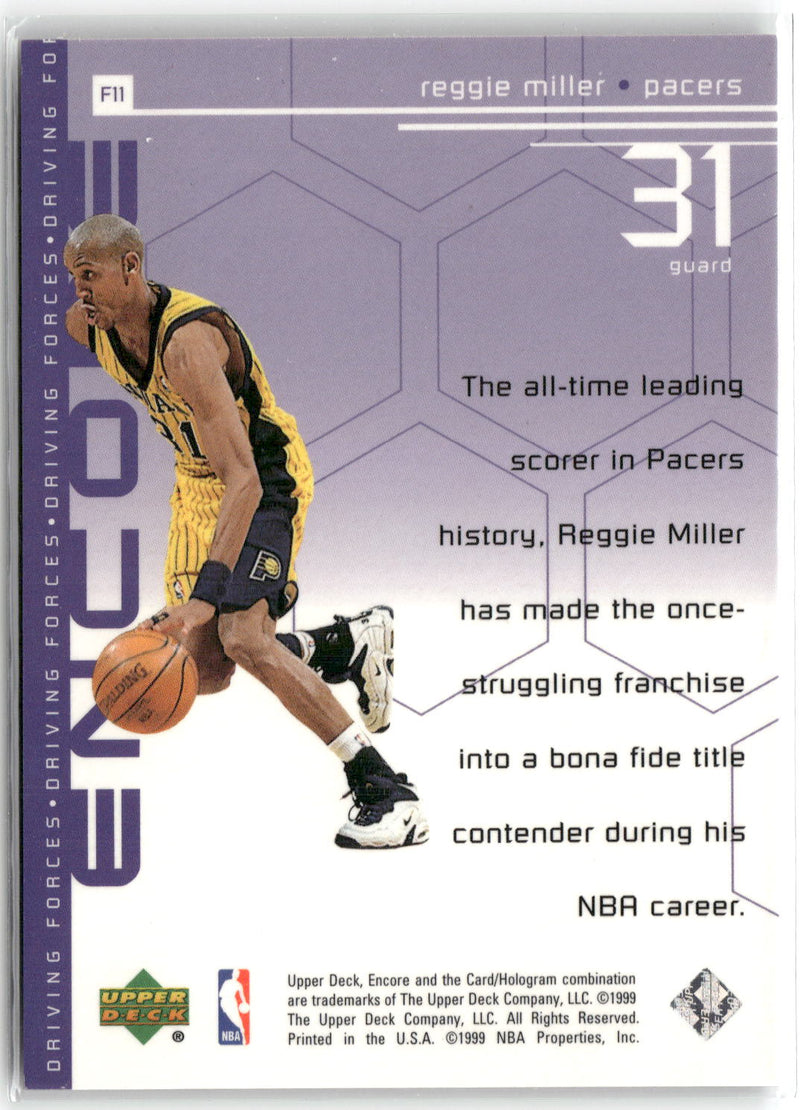 1998-99 Upper Deck Encore #F11 Reggie Miller Driving Forces-2
