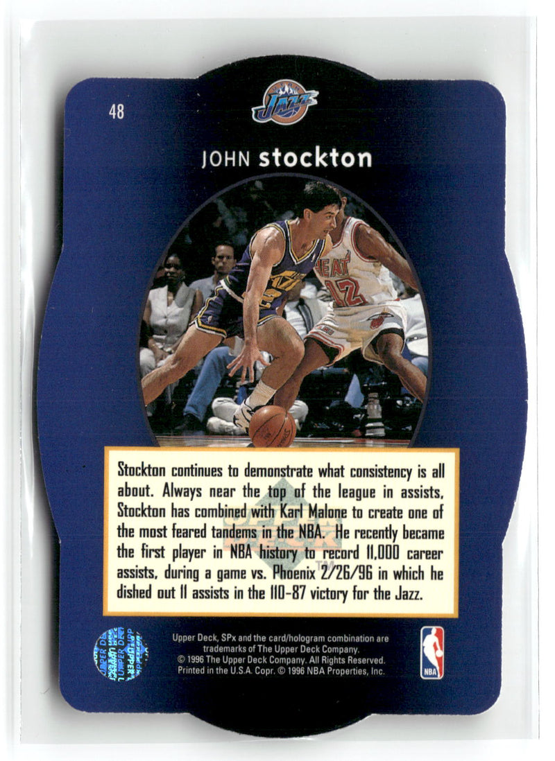 1996 SPx #48 John Stockton Gold-2