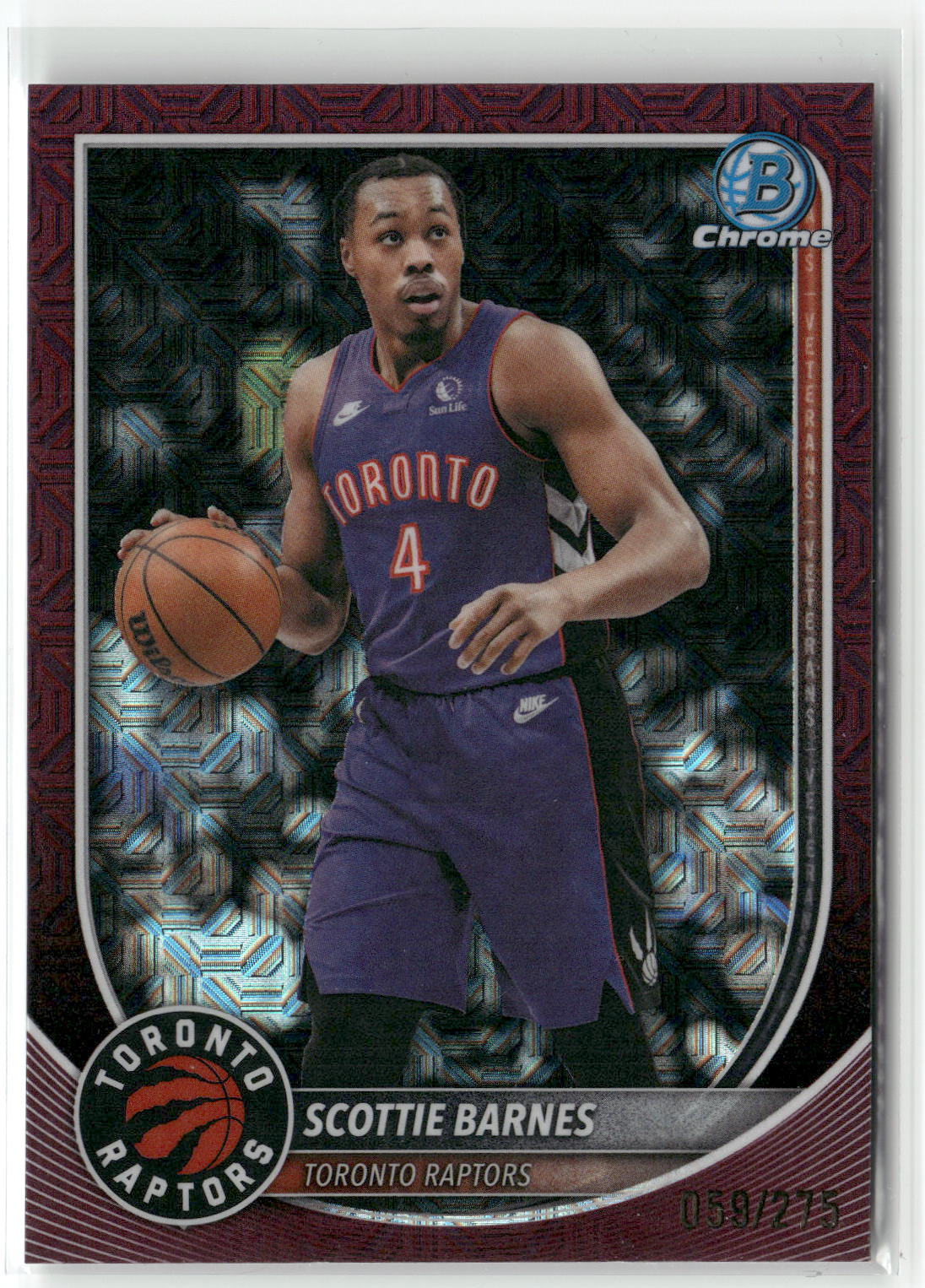 2025-26 Bowman #BCV-68 Scottie Barnes Chrome Burgundy Mojo Refractors #/275