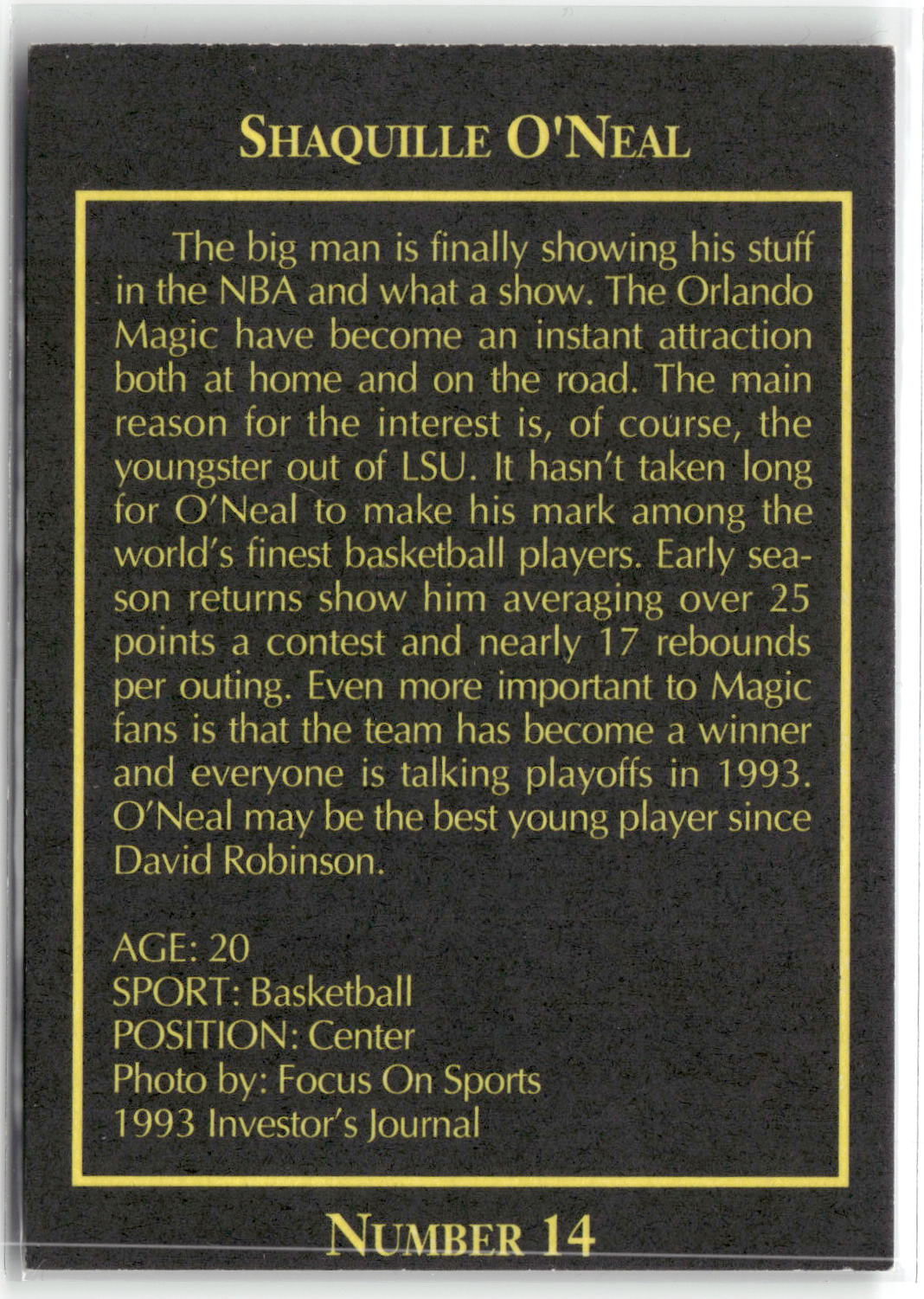1993 The Investor's Journal #14 Shaquille O'Neal-2