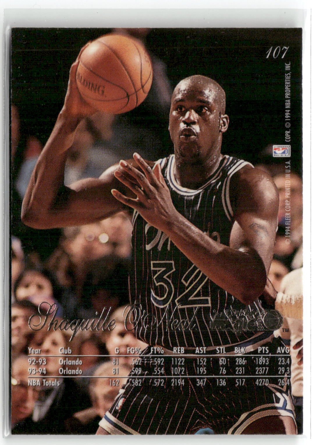 1994-95 Flair #107 Shaquille O'Neal-2