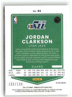 2021-22 Donruss Optic #86 Jordan Clarkson Orange #/199-2
