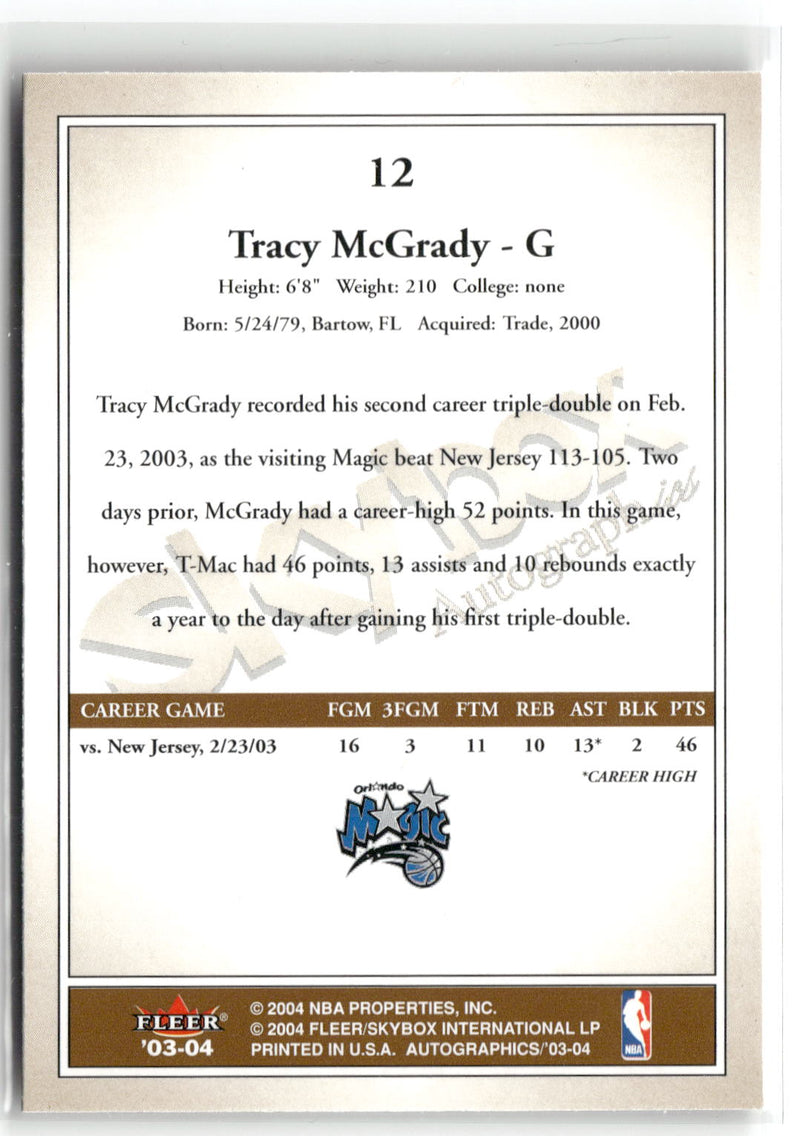 2003-04 SkyBox Autographics #12 Tracy McGrady-2