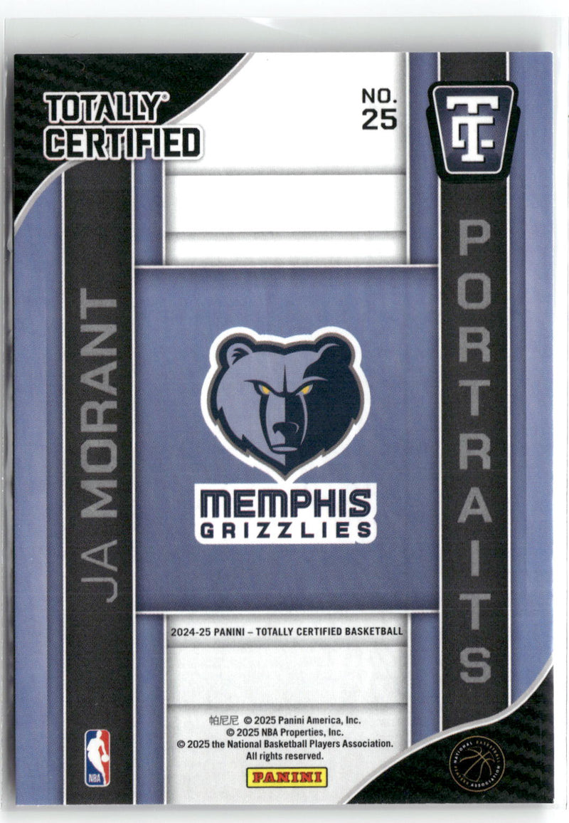 2024-25 Panini Totally Certified #25 Ja Morant Portraits Mirror-2