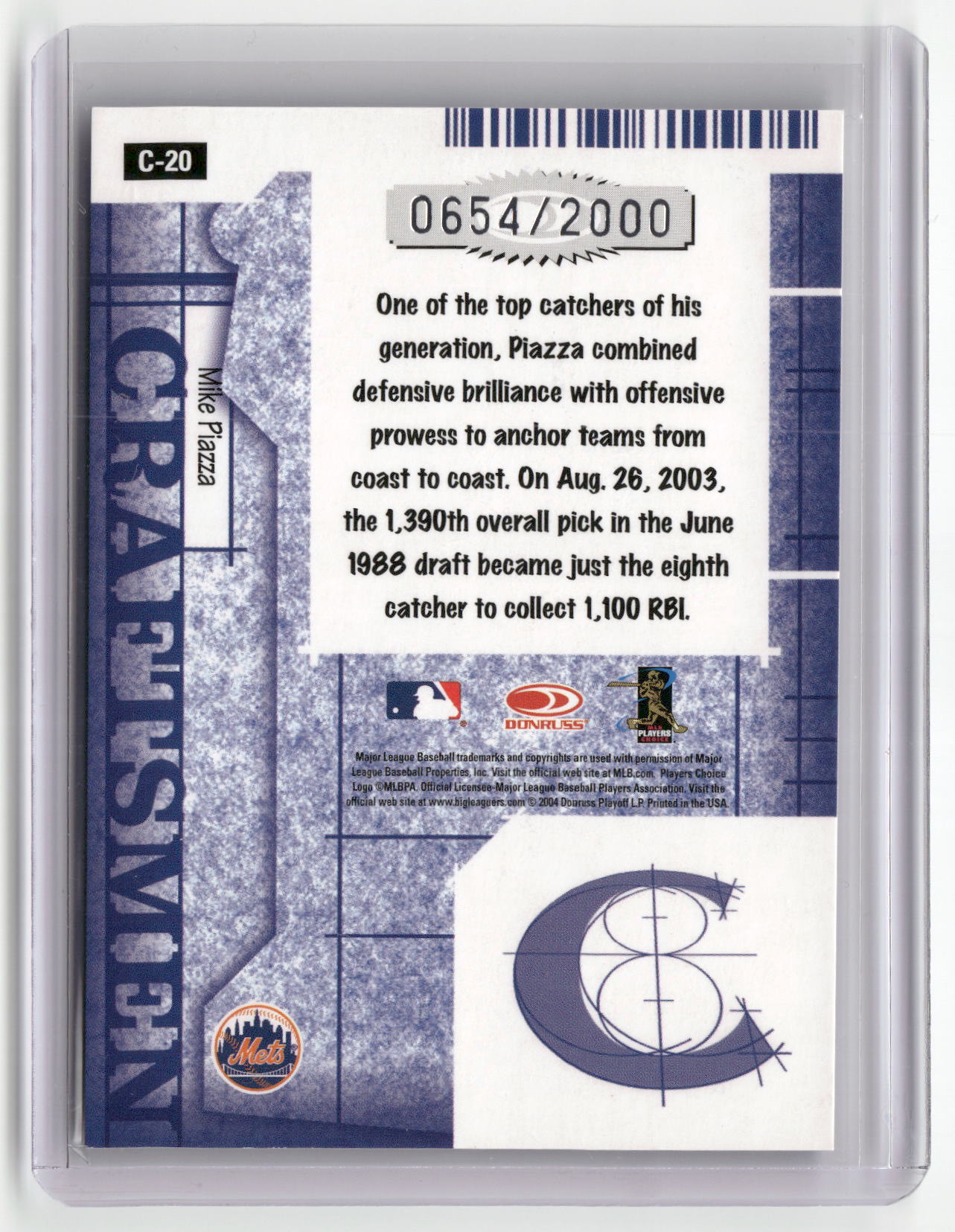 2005 Donruss #C-20 Mike Piazza Craftsmen #/2000-2