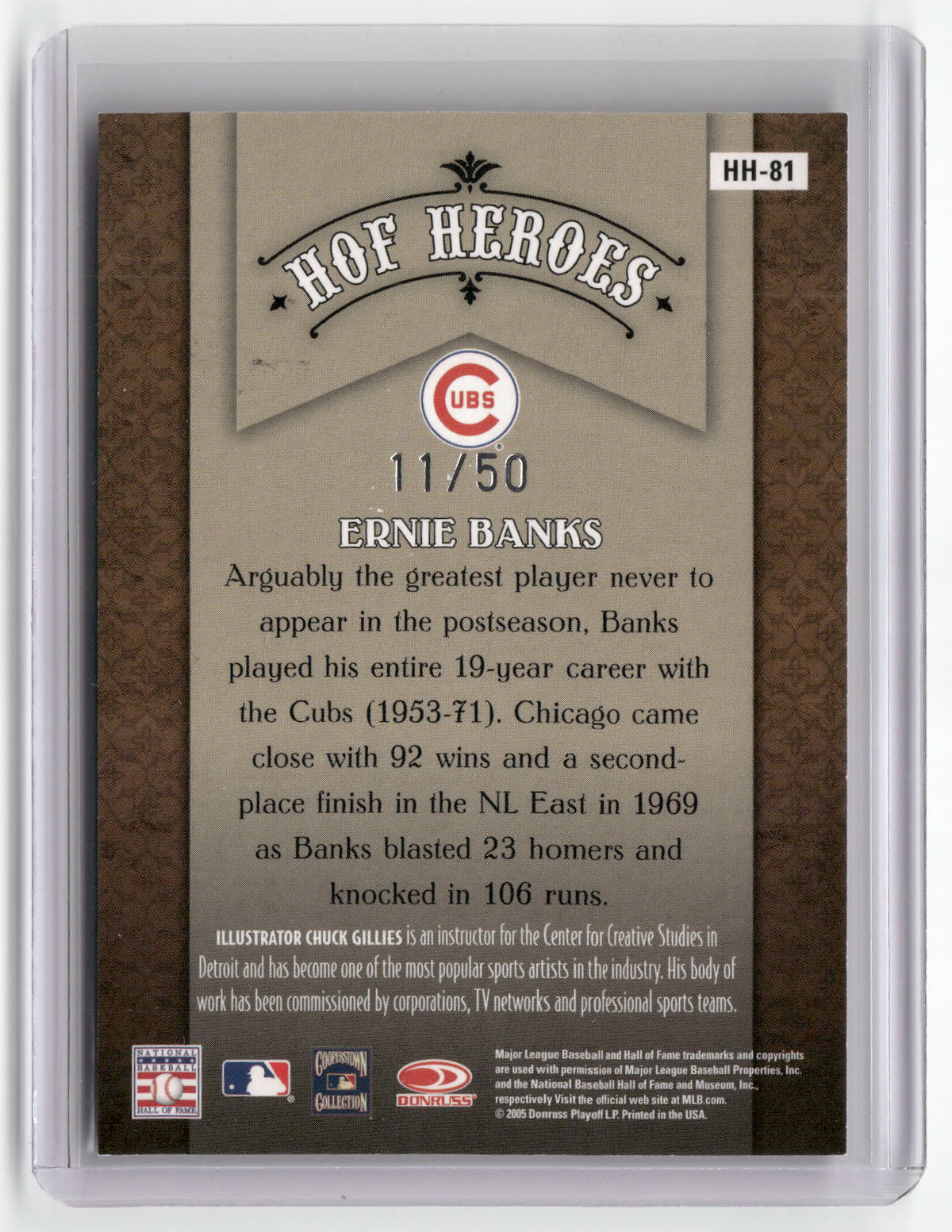 2005 Donruss Diamond Kings #HH-81 Ernie Banks HOF Heroes Bronze #/50-2