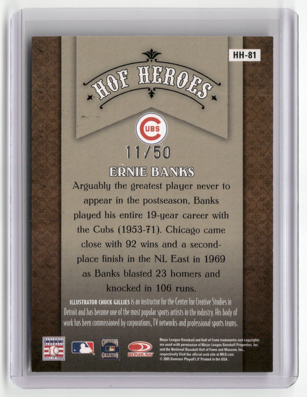 2005 Donruss Diamond Kings #HH-81 Ernie Banks HOF Heroes Bronze #/50-2