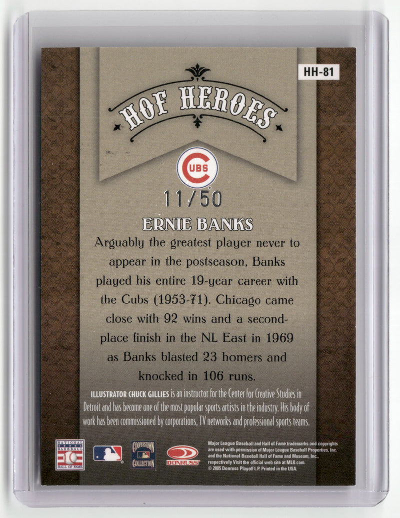 2005 Donruss Diamond Kings #HH-81 Ernie Banks HOF Heroes Bronze #/50-2