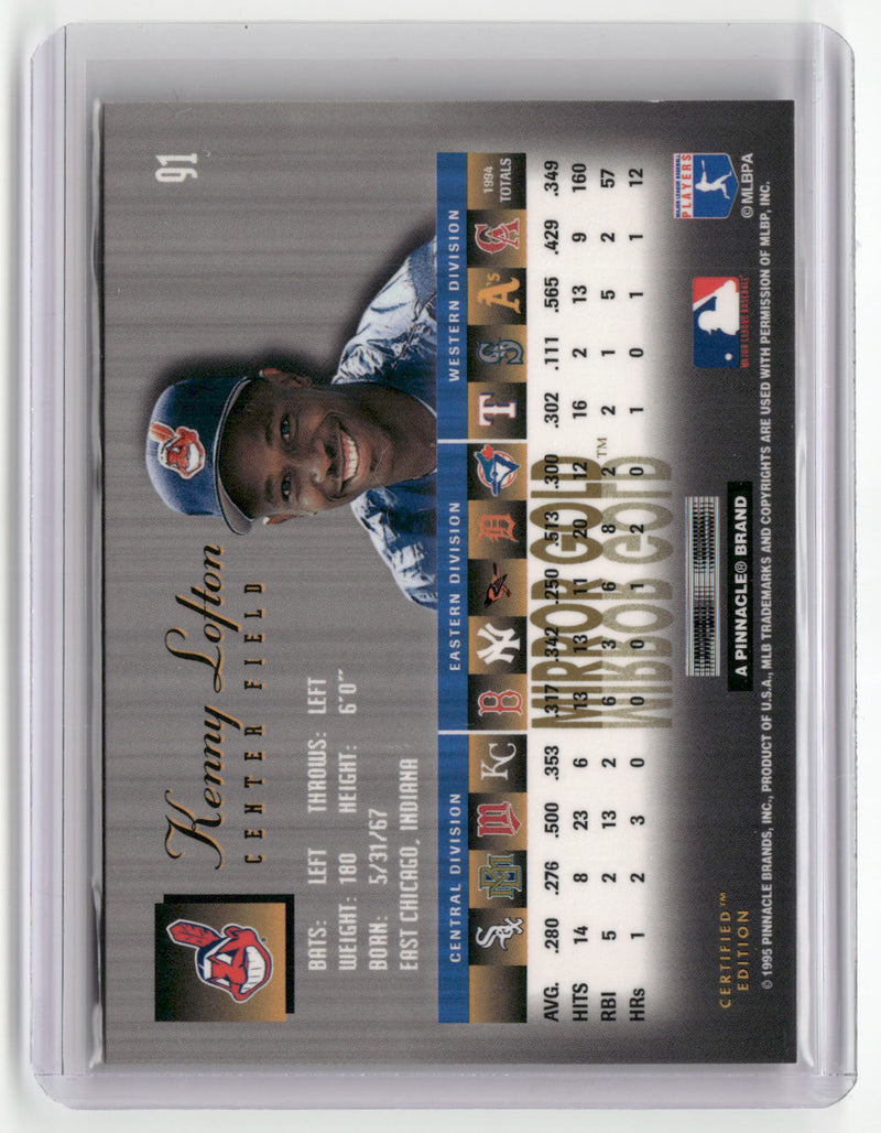 1995 Select Certified #91 Kenny Lofton Mirror Gold-2