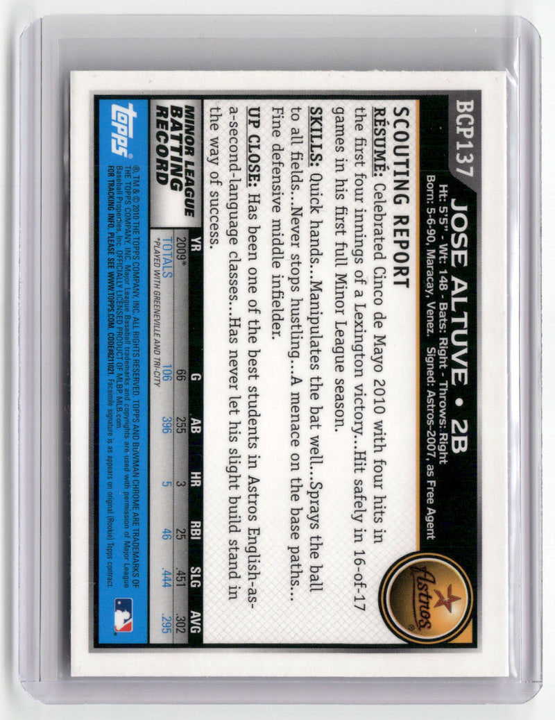 2010 Bowman Chrome #BCP137 Jose Altuve Prospects-2
