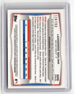 2014 Bowman #BCP20 Leonardo Molina Chrome Prospects Blue Refractors #/250-2
