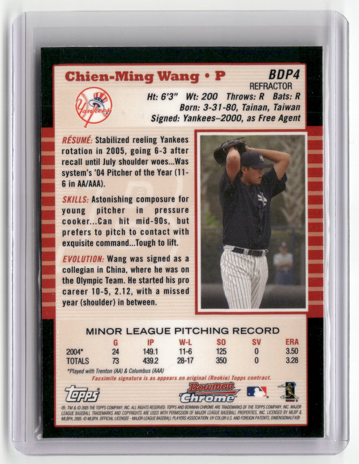 2005 Bowman Draft Picks & Prospects #BDP4 Chien-Ming Wang Chrome-2