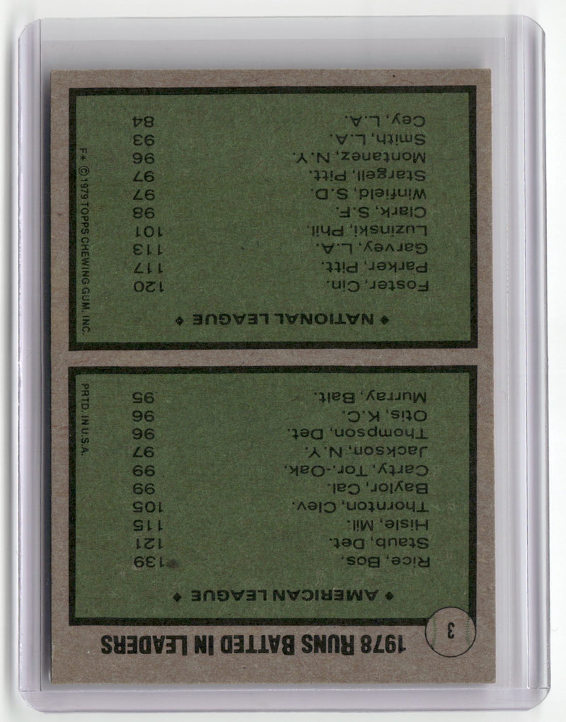 1979 Topps #3 1978 RBI Leaders (Jim Rice / George Foster)-2