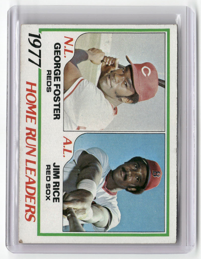 1978 Topps #202 1977 Home Run Leaders (George Foster / Jim Rice)-1