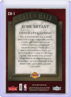 2007-08 Ultra #CH-1 Kobe Bryant Call to the Hall Memorabilia (VG Condition)-2