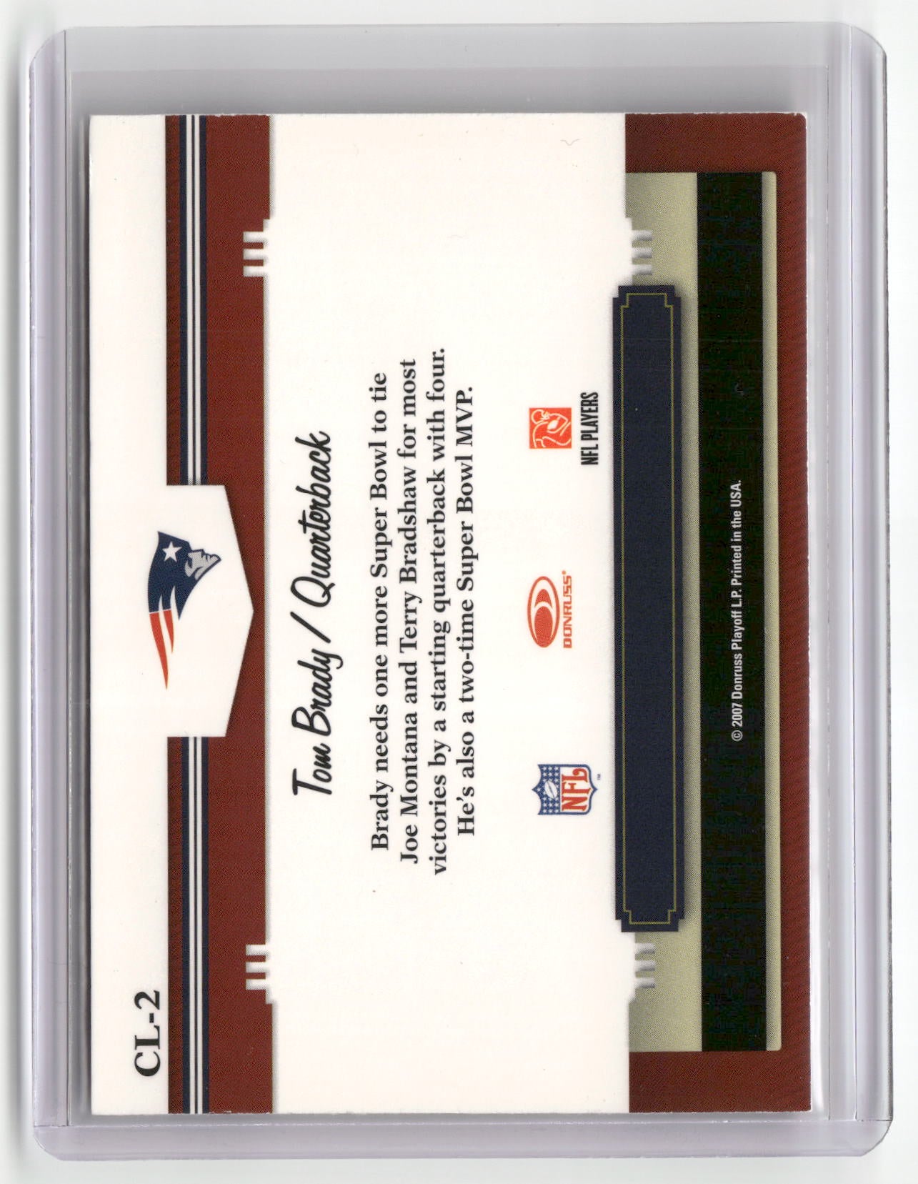 2007 Donruss Threads #CL-2 Tom Brady Century Legends Gold-2