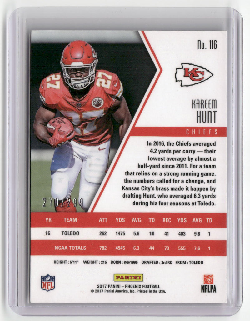 2017 Panini Phoenix #116 Kareem Hunt Red #/299-2
