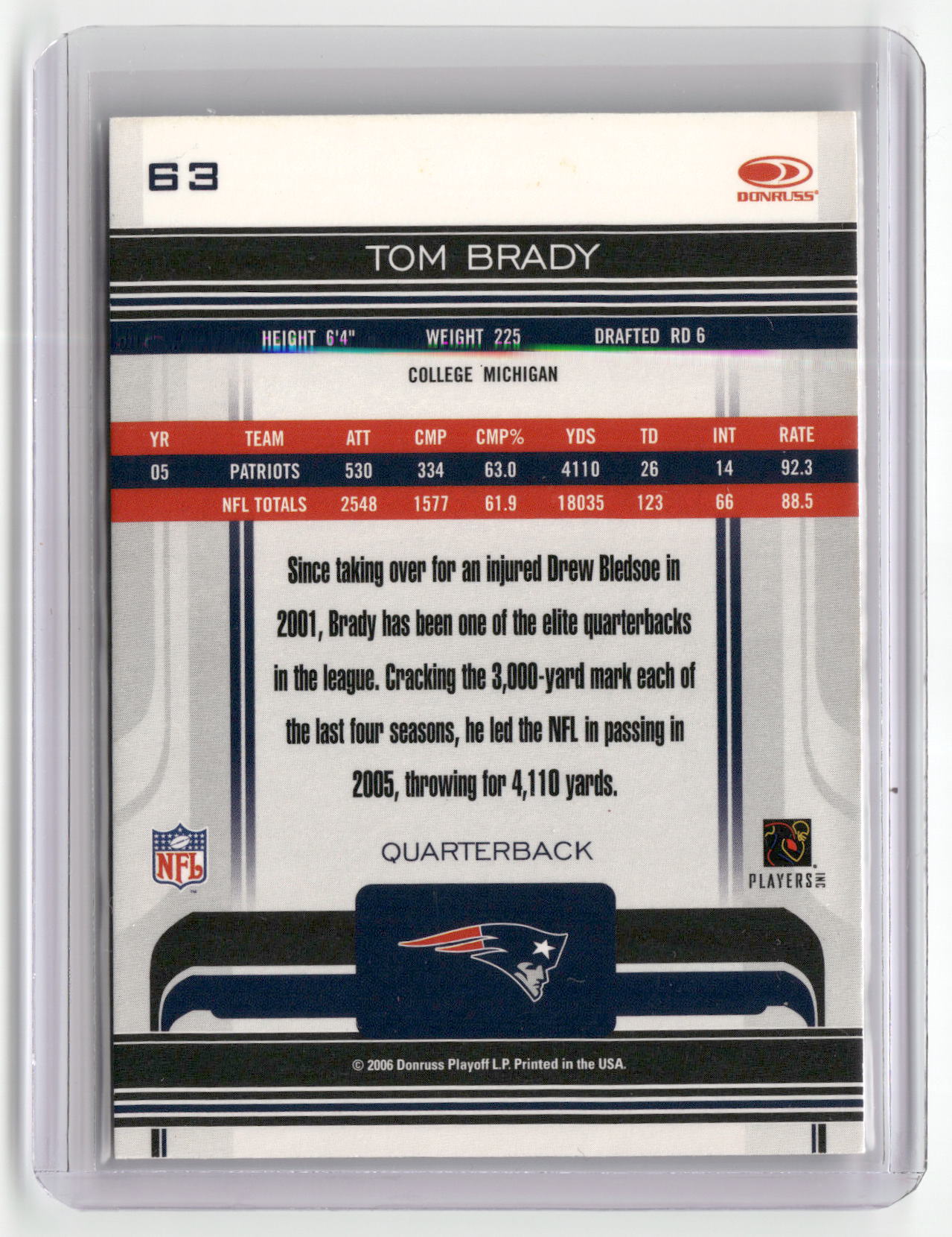 2006 Donruss Gridiron Gear #63 Tom Brady-2