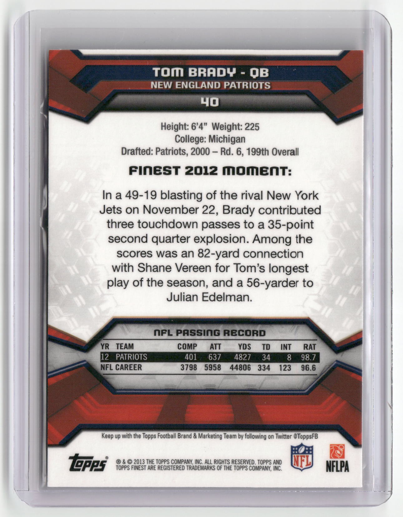 2013 Finest #40 Tom Brady-2