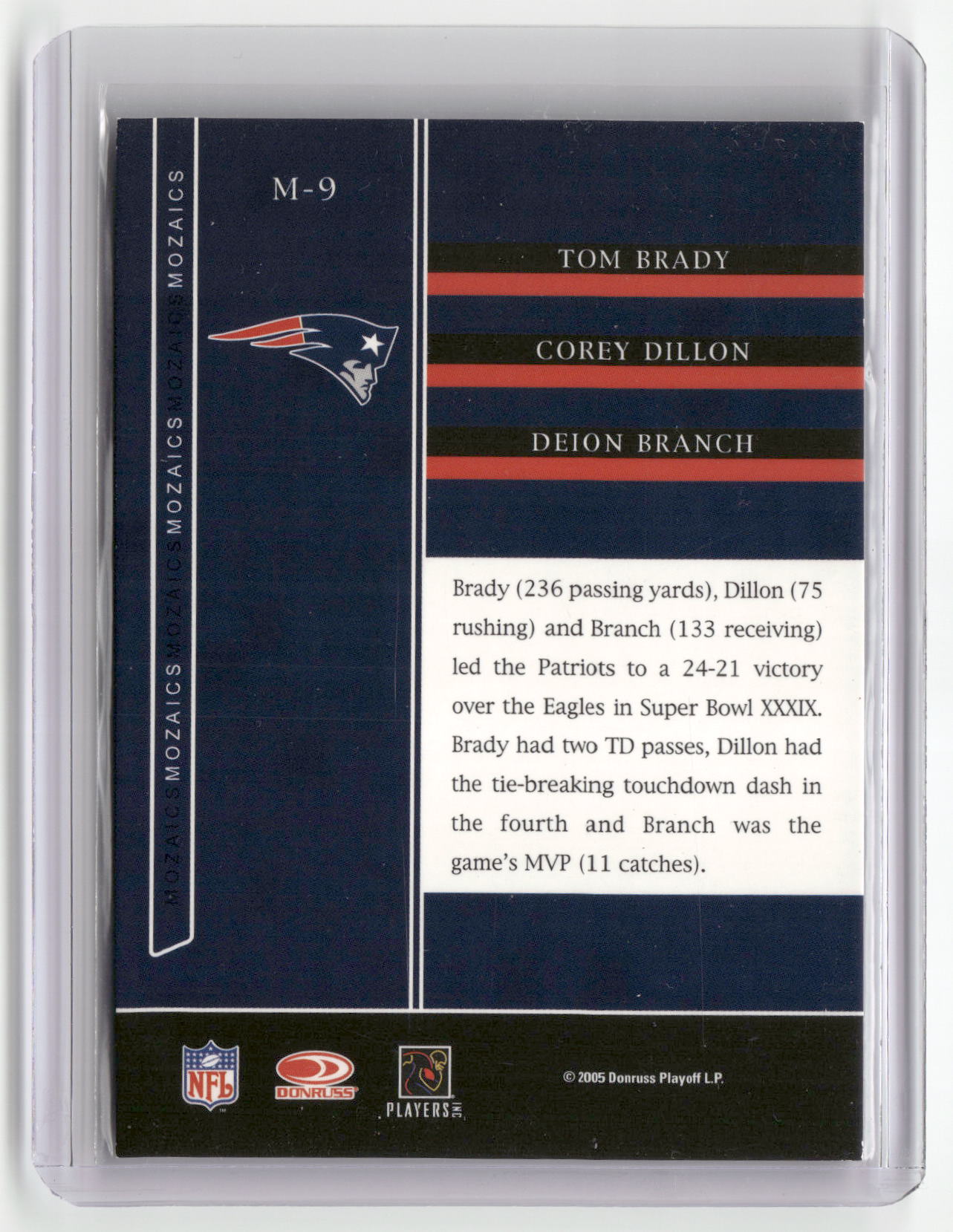 2005 Donruss Zenith #M-9 Tom Brady / Corey Dillon / Deion Branch Mozaics Silver-2