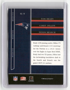2005 Donruss Zenith #M-9 Tom Brady / Corey Dillon / Deion Branch Mozaics Silver-2